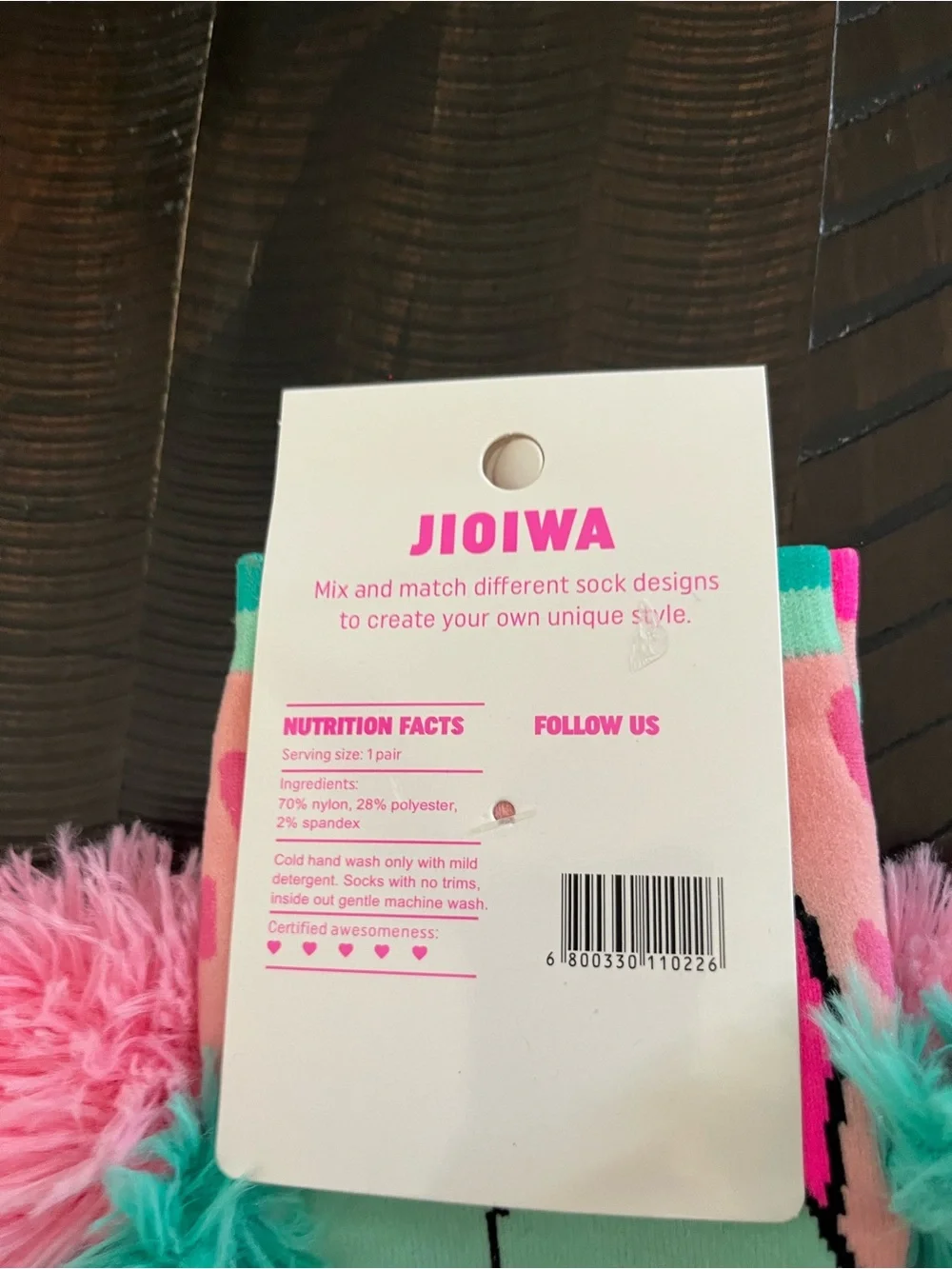 Jioiwa Kids Plush Ear Character Knee-High Socks - Teal & Pink